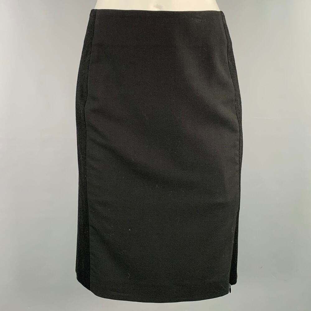 KENZO Size S Black Wool Blend Mixed Fabrics Pencil Skirt